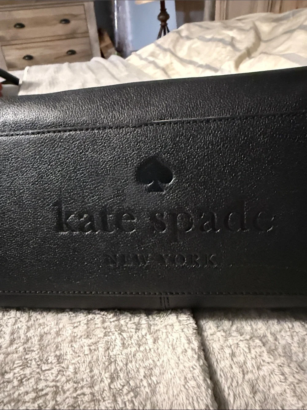 kate spade Black Leather Shoulder Bag with Bow Accent
